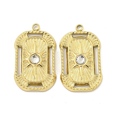 304 Stainless Steel Rhinestone Pendants STAS-P356-40G-1