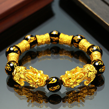 Natural Obsidian & Pi Xiu Stretch Bracelet MD5412-1-1