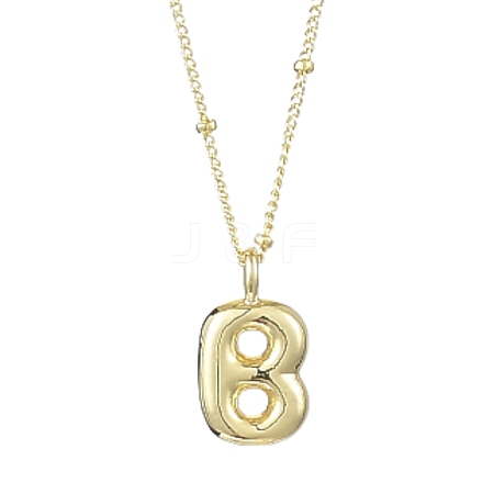 1Pc Initial Letter Brass Pendant Necklaces NJEW-YW0001-24B-1