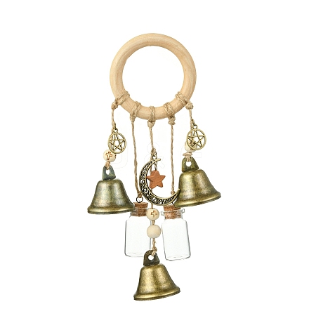 Iron Witch Bells for Door Knob Protection HJEW-JM02195-1