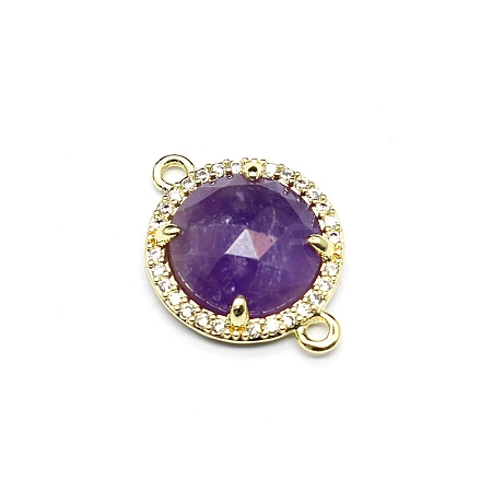 Natural Amethyst Connector Charms PW-WGD2653-04-1