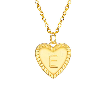 Golden Tone Brass Cable Chain Letter Heart Pendant Necklaces for Women PW-WG67FD6-05-1