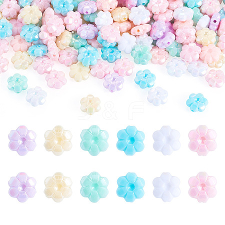 200Pcs UV Plating Opaque Acrylic Beads OACR-TADJ0001-12-1