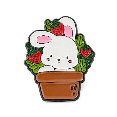 Potted Plant Black Alloy Brooches JEWB-I030-01D-1