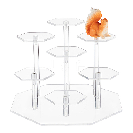 7-Slot Octagon Acrylic Minifigures Organizer Display Risers ODIS-WH0038-21B-1