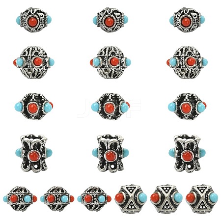 18Pcs 6 Styles Tibetan Style Alloy Beads FIND-CJ0005-74-1