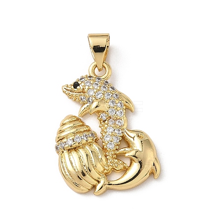 Brass Micro Pave Cubic Zirconia Pendants KK-D502-28A-G-1