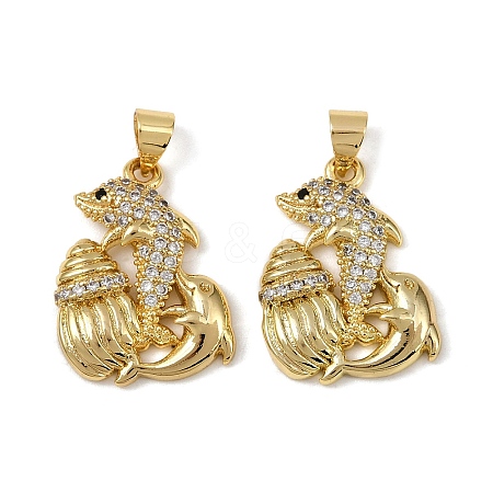 Brass Micro Pave Cubic Zirconia Pendants KK-I358-064G-01-1