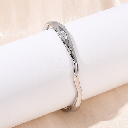 304 Stainless Steel Open Cuff  Bangles for Women BJEW-R019-03P-01-1