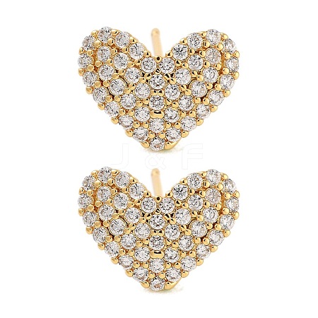 Rack Plating Heart Brass Stud Earrings EJEW-N055-41G-RS-1