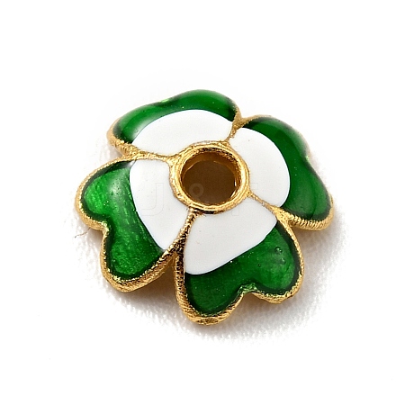 4-Petal Alloy Enamel Bead Caps FIND-G029-06G-02-1