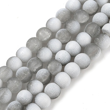 Frosted Crackle Glass Beads Strands GLAA-U001-6mm-M06-1