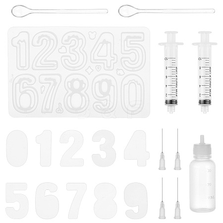 Olycraft DIY 1Pc Number 0~9 Silicone Shake Molds DIY-OC0011-85-1