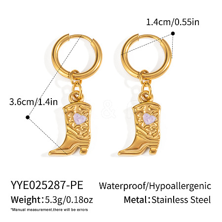 304 Stainless Steel Shoes with Heart  Hoop Earrings KC5078-7-1