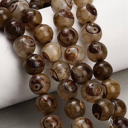 Tibetan Style dZi Beads Strands GG-CBA4812-B10-10MM-1