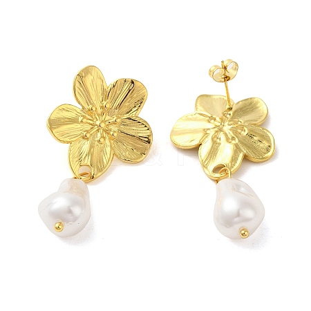 304 Stainlee Steel with Plastic Pearl Studs Earring EJEW-Z045-10G-1
