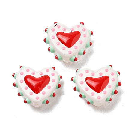 Painted Glass Beads Bumpy Beads Heart X-LAMP-V001-07D-1