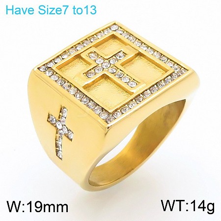 304 Stainless Steel Cubic Zirconia Finger Rings for Men FS-WG9BEFD-10-1