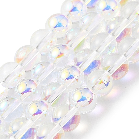 Transparent Electroplate Glass Beads Strands X-GLAA-T032-T6mm-C18-1