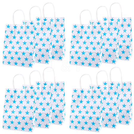 Kraft Paper Star Printed Bags with Handles ABAG-WH20013-08D-1