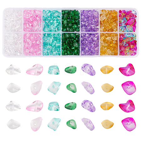 84G 7 Colors Spray Painted Transparent Glass Beads Strands GLAA-GO0001-18-1
