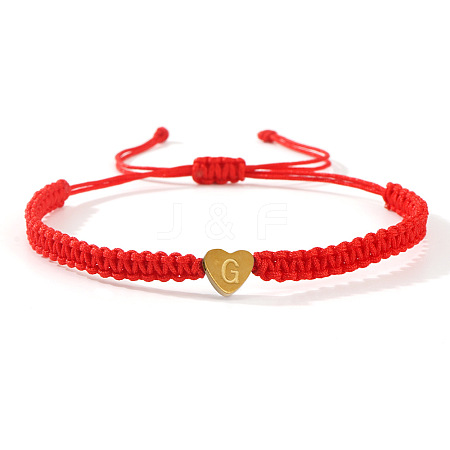 304 Stainless Steel Heart with Letter Bead Braided Bead Bracelets OO6447-7-1