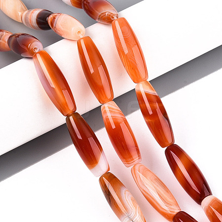 Natural Striped Agate/Banded Agate Beads Strands G-S280-10E-1