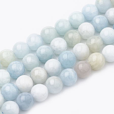 Natural Aquamarine Beads Strands G-S333-8mm-003-1