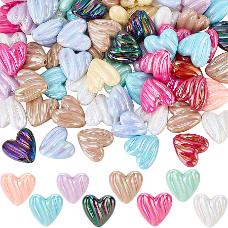 80Pcs AB Color Plated Opaque Acrylic Beads OACR-SP0002-45B-1