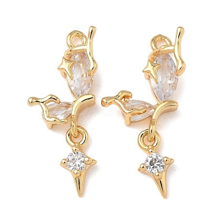 Brass Micro Pave Clear Cubic Zirconia Pendants KK-H0526-17G-1