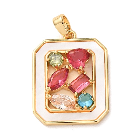 Brass Micro Pave Colorful Cubic Zirconia Pendants KK-C264-15G-1
