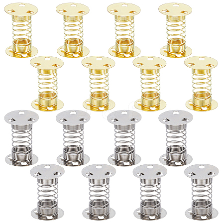16Pcs 2 Colors Iron Handmade DIY Ultra Light Clay Spring Base IFIN-BC0007-25-1