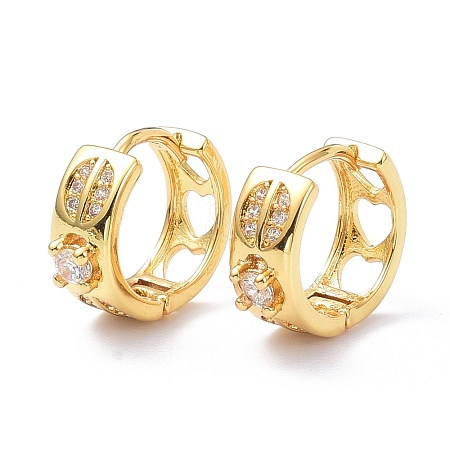 Brass Micro Pave Cubic Zirconia Hoop Earrings ZIRC-P090-06G-1