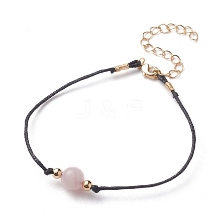 Natural Rose Quartz Beaded Bracelets BJEW-JB05505-03-1