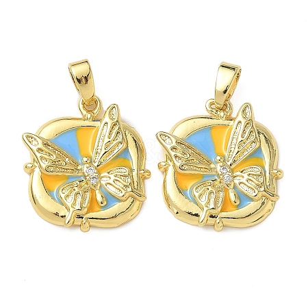Brass Micro Pave Cubic Zirconia Pendants KK-I371-34G-02-1