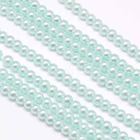 Eco-Friendly Dyed Glass Pearl Round Bead Strands X-HY-A002-4mm-RB034-1