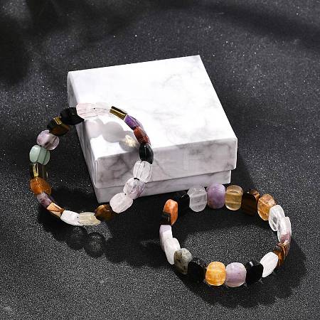 Natural Mixed Gemstone Beaded Stretch Bracelets for Women Men BJEW-M049-11A-1