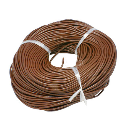 4mm Saddle Brown Color Cowhide Leather Beading Cords X-WL-A003-12-1