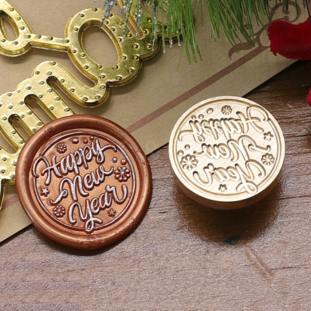 Merry Christmas Series Wax Seal Brass Stamp Head LS-AJEW-M037-01G-02-1