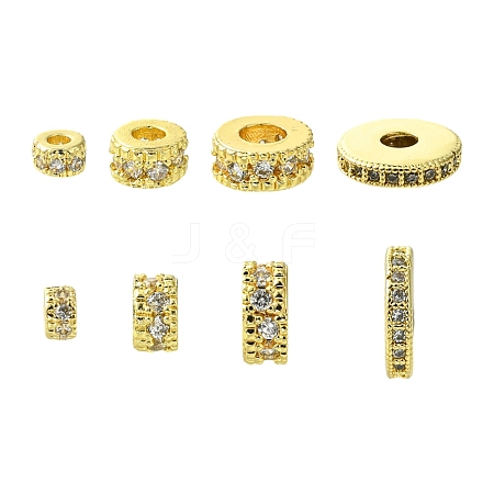 8Pcs 4 Styles Brass Micro Pave Cubic Zirconia Beads KK-CJ0003-05-1