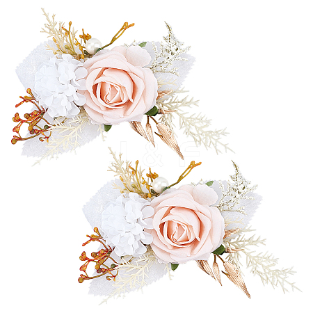 Silk Artificial Flower Boutonniere AJEW-WH0766-59-1