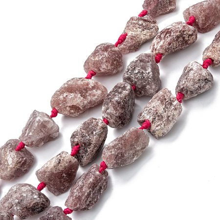 Rough Raw Natural Strawberry Quartz Beads Strands G-G697-E10-1