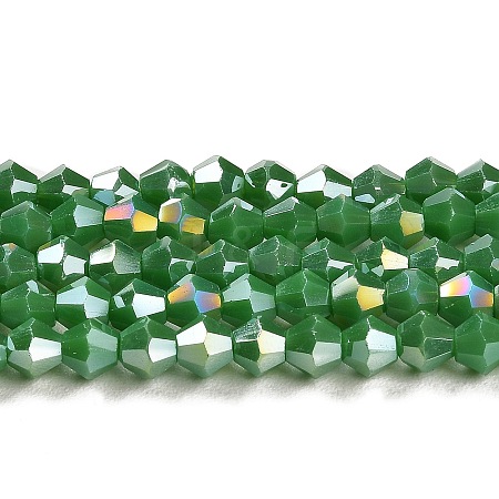 Opaque Solid Color Electroplate Glass Beads Strands EGLA-A039-P4mm-B08-1