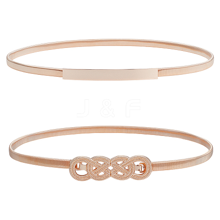 2Pcs 2 Styles Alloy Chain Belts with Fasteners AJEW-OC0014-77-1