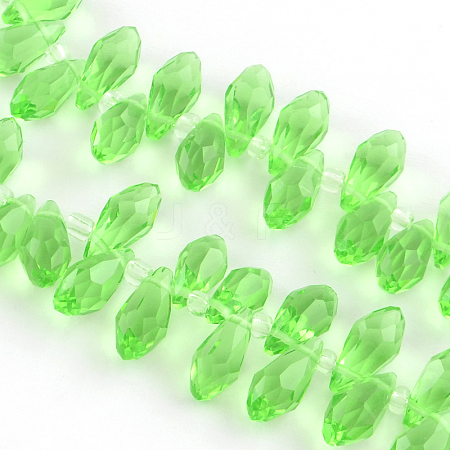 Faceted Drop Transparent Glass Bead Strands GLAA-R158-10x20-01-1