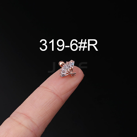 316L Surgical Stainless Steel Clear Cubic Zirconia Cartilage Earrings WG107EC-10-1