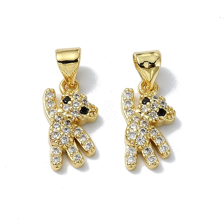 Rack Plating Real 18K Gold Plated Brass Micro Pave Cubic Zirconia Pendants KK-B084-11G-1