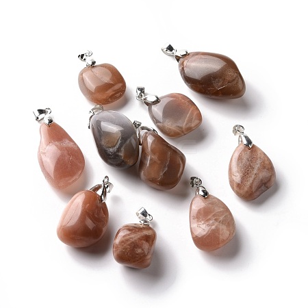 Natural Orange & Grey Sunstone Pendants G-H259-07P-02-1