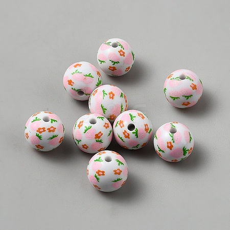 Printed Wood Beads WOOD-TAC0019-13-1
