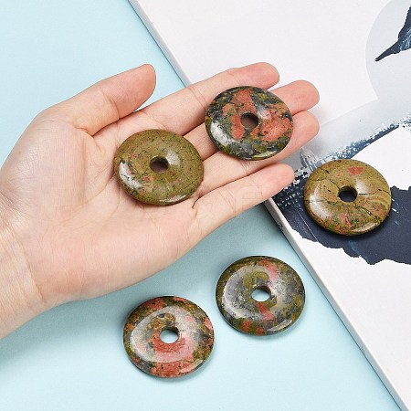 Natural Unakite Pendants G-C220-F01-40mm-1